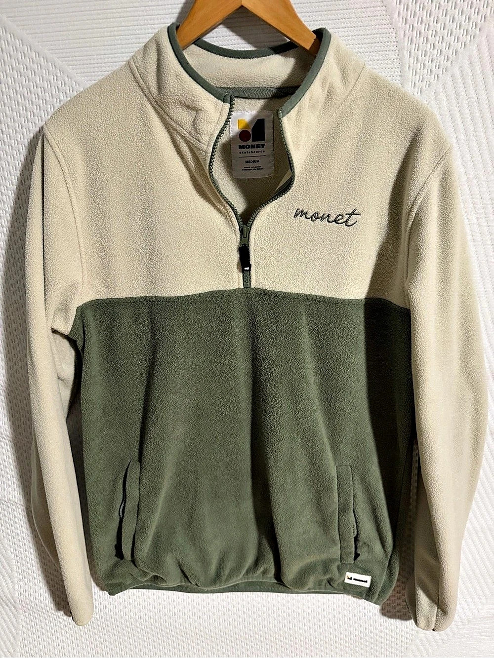 Monet Color Block Fleece Pullover Size Medium
